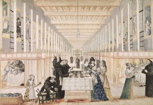 Das Krankenhaus der Barmherzigen Schwestern während eines Besuchs von Anne von Österreich (1601-66), ca. 1640 von Abraham Bosse